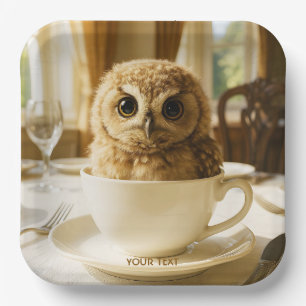 Fantasy Cute Tea Owl Baby Paper Plate