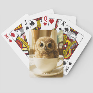 Fantasy Cute Tea Owl Baby Playing Cards