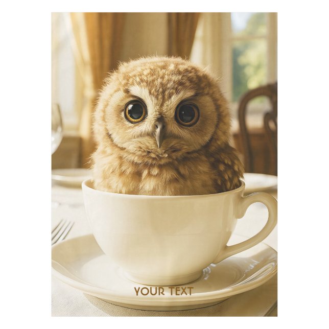 Fantasy Cute Tea Owl Baby Tablecloth (Front)