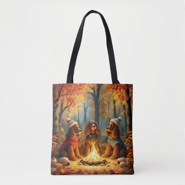 Fantasy Cute Three Autumn Dogs Tote Bag (Front)