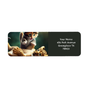 Fantasy Cute Tiger Baby Kitten Return Address Label