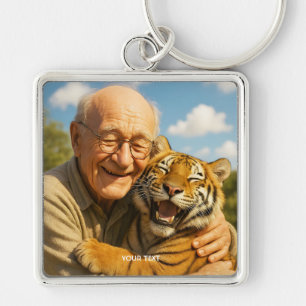 Fantasy Cute Tiger Old Man Key Ring
