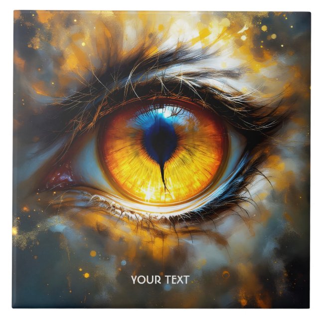 Fantasy Cute Tiger Orange Eye Ceramic Tile (Front)