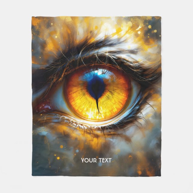 Fantasy Cute Tiger Orange Eye Fleece Blanket (Front)
