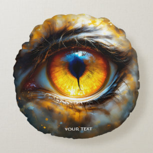 Fantasy Cute Tiger Orange Eye Round Cushion