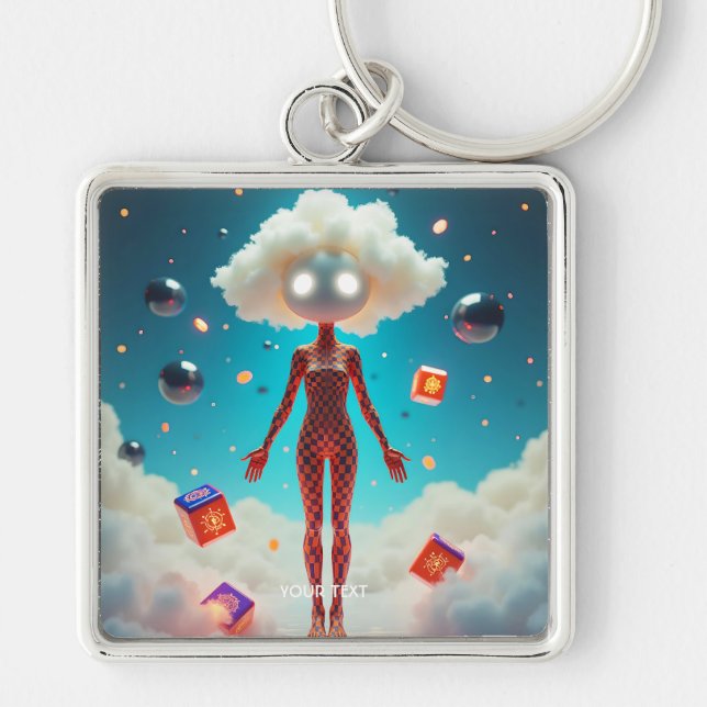 Fantasy Cute Tiny Abstract Figure Key Ring (Front)