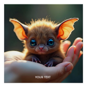 Fantasy Cute Tiny Bat Hand Poster