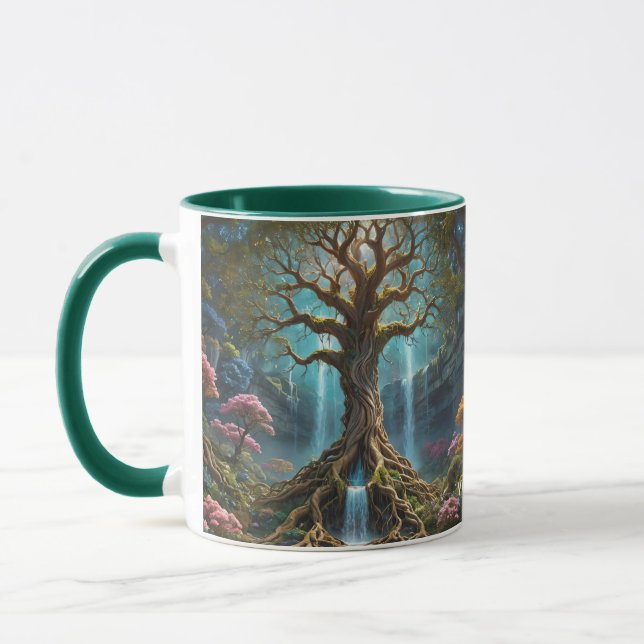 Fantasy Cute Tree Waterfall Forest Mug (Left)