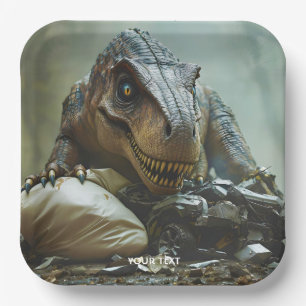Fantasy Cute Trex Wreck Car Paper Plate