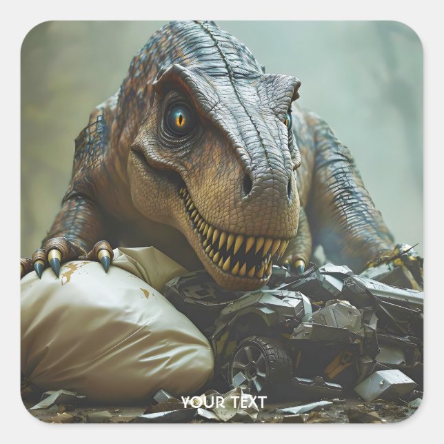 Fantasy Cute Trex Wreck Car Square Sticker (Front)