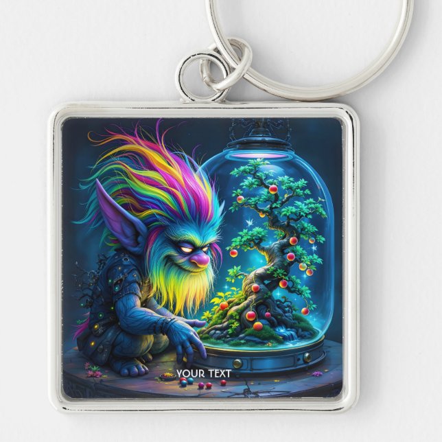 Fantasy Cute Troll Bonsai Tree Key Ring (Front)