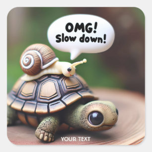 Fantasy Cute Turtle Snail Speed Square Sticker