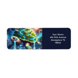 Fantasy Cute Turtle Space Earth Return Address Label