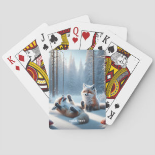 Fantasy Cute Two Baby Foxes Playing Cards