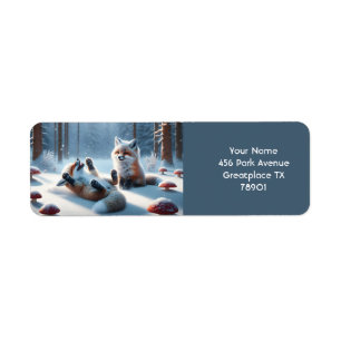 Fantasy Cute Two Baby Foxes Return Address Label