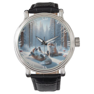 Fantasy Cute Two Baby Foxes Watch