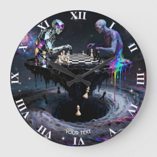 Fantasy Cute Two Chess Players Large Clock
