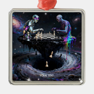 Fantasy Cute Two Chess Players Metal Ornament