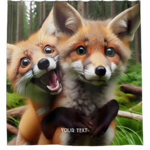 Fantasy Cute Two Foxes Forest Shower Curtain