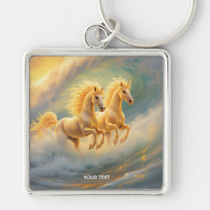 Fantasy Cute Two Horses Wave Key Ring
