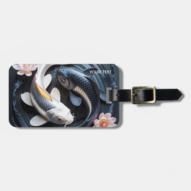 Fantasy Cute Two Koi Fish Luggage Tag (Front Horizontal)