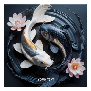 Fantasy Cute Two Koi Fish Poster