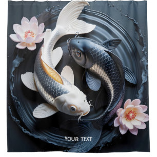 Fantasy Cute Two Koi Fish Shower Curtain