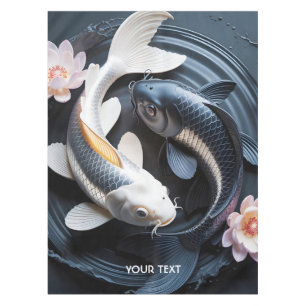 Fantasy Cute Two Koi Fish Tablecloth