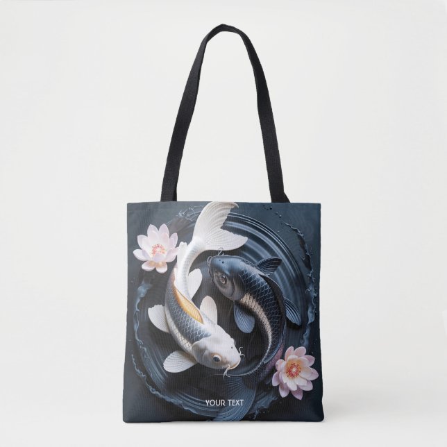 Fantasy Cute Two Koi Fish Tote Bag (Front)