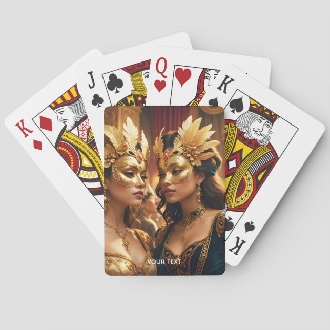 Fantasy Cute Two Mask Ladies Playing Cards (Back)