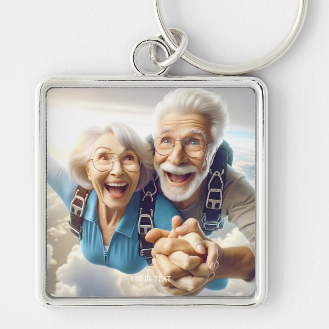 Fantasy Cute  Two People Skydiving Key Ring (Front)