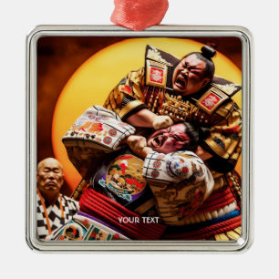 Fantasy Cute Two Sumo Fighters Metal Ornament