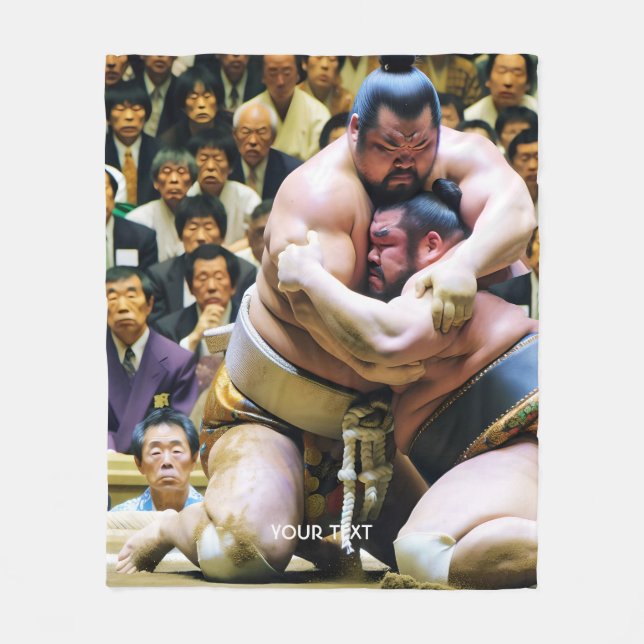 Fantasy Cute Two Sumo Wrestlers Fleece Blanket (Front)