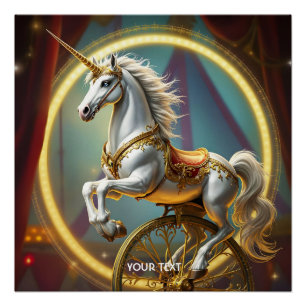 Fantasy Cute Unicorn Wheel Circus Poster