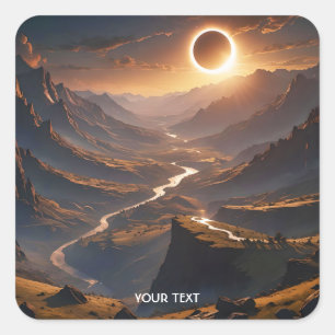 Fantasy Cute Valley Solar Eclipse Square Sticker