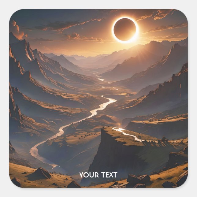 Fantasy Cute Valley Solar Eclipse Square Sticker (Front)