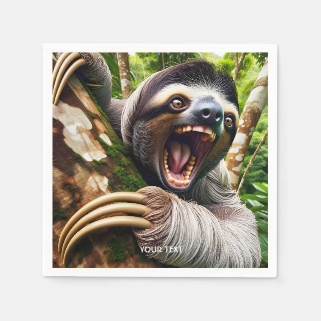 Fantasy Cute Very Angry Sloth Napkin (Front)