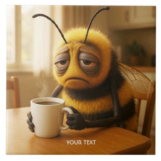 Fantasy Cute Very Tired Bee Ceramic Tile (Front)