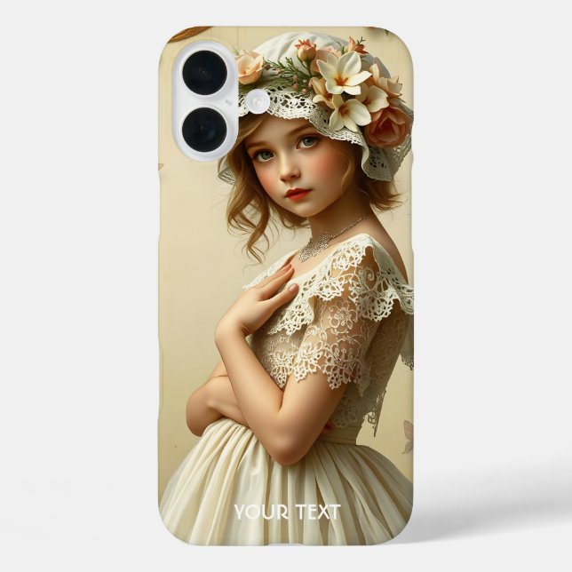 Fantasy Cute Victorian Girl Flowers Case-Mate iPhone Case (Back)