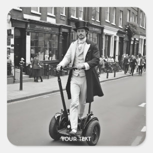 Fantasy Cute Victorian Man Driving Square Sticker