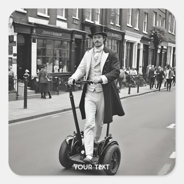 Fantasy Cute Victorian Man Driving Square Sticker (Front)