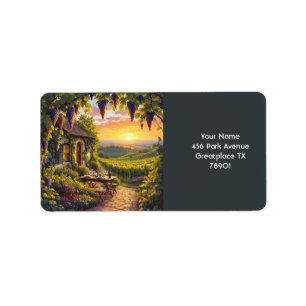 Fantasy Cute Vineyard Cottage Fields Label