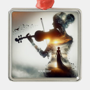 Fantasy Cute Violin Girl Sun Metal Ornament