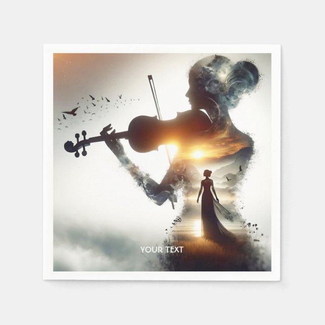 Fantasy Cute Violin Girl Sun Napkin (Front)