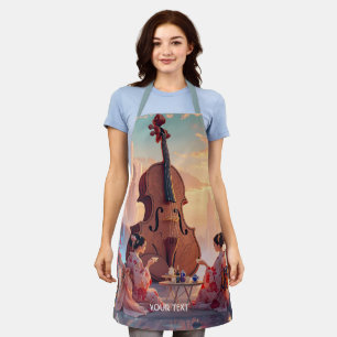 Fantasy Cute Violin Girls Tea Apron