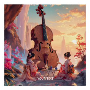 Fantasy Cute Violin Girls Tea Poster