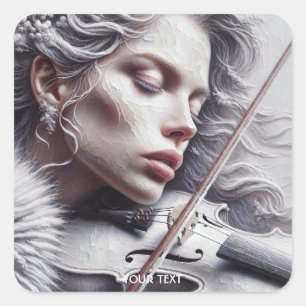 Fantasy Cute Violin Music Girl Square Sticker