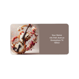 Fantasy Cute Violin Notes Flowers Label