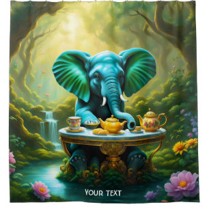 Fantasy Cute Vivid Baby Elephant Breakfast Shower Curtain