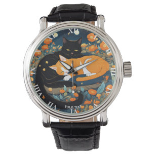 Fantasy Cute Vivid Black Orange Cats Watch